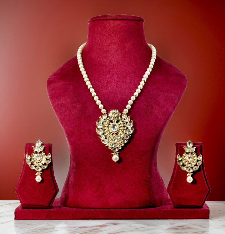 Kundan Long Necklace with Earring Jewellery Set for Women Girls