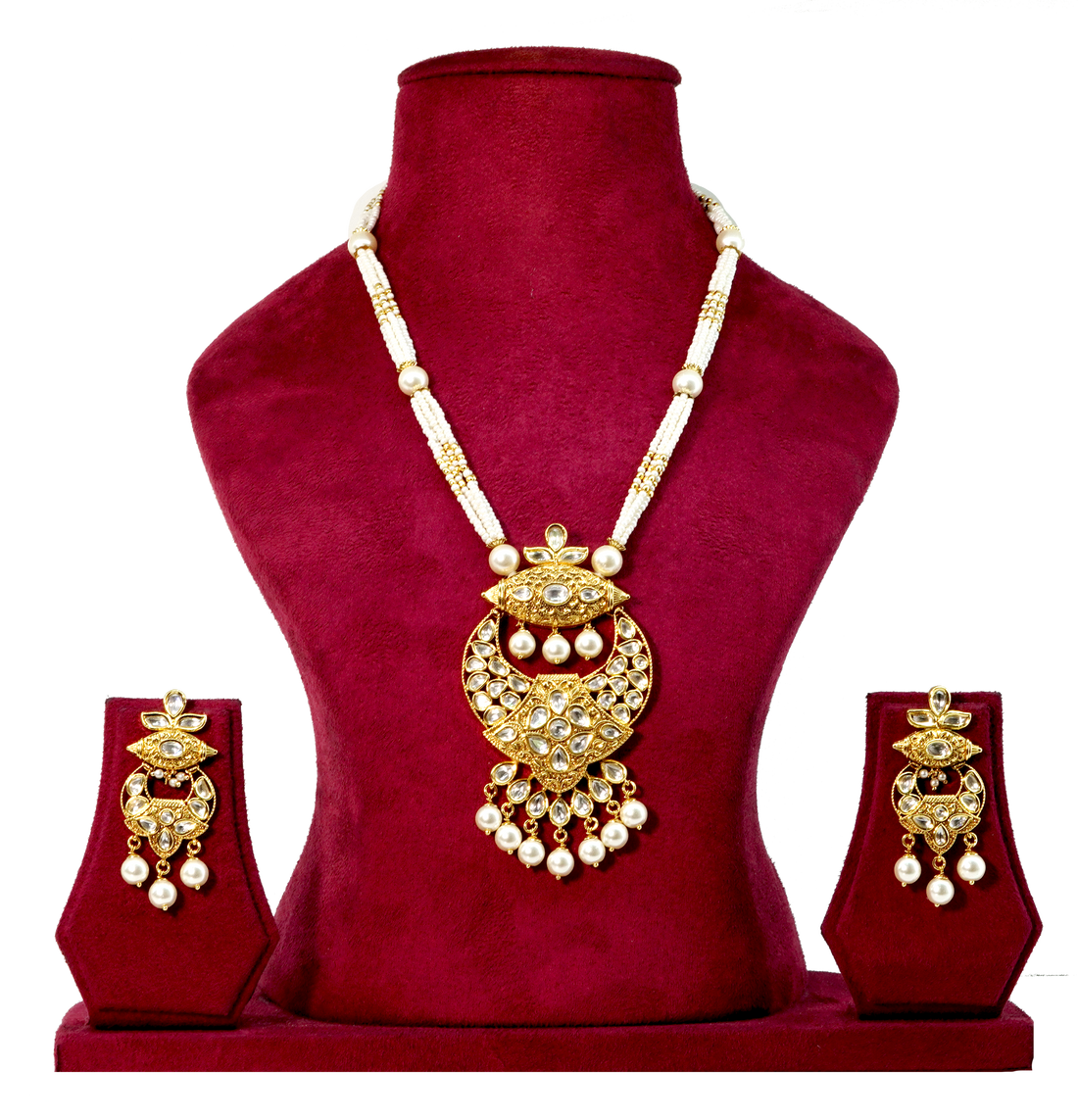 Kundan Long Necklace with Earring Jewellery Set for Women Girls