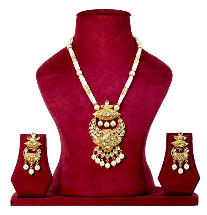 Kundan Long Necklace with Earring Jewellery Set for Women Girls