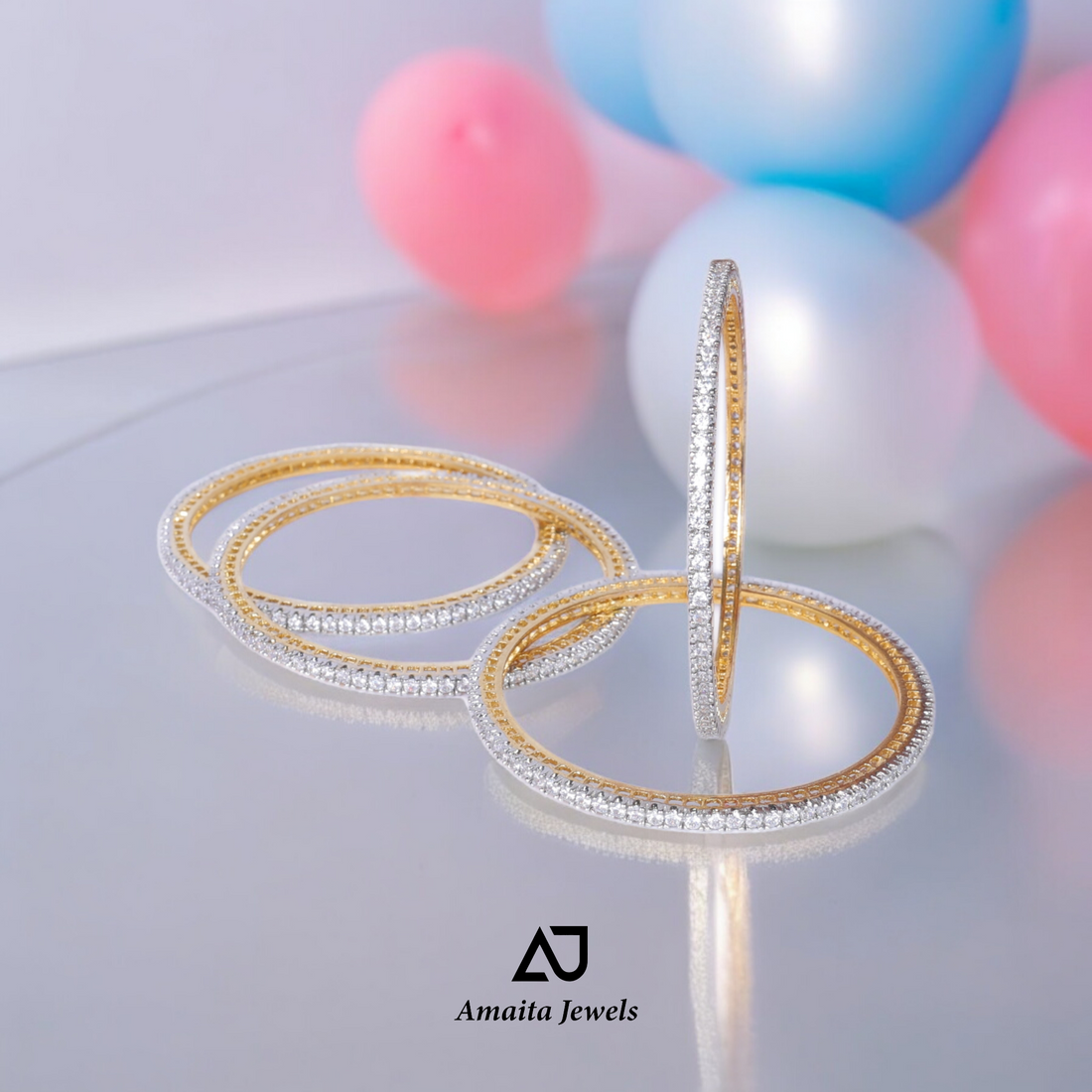 american diamond solitare look bangles